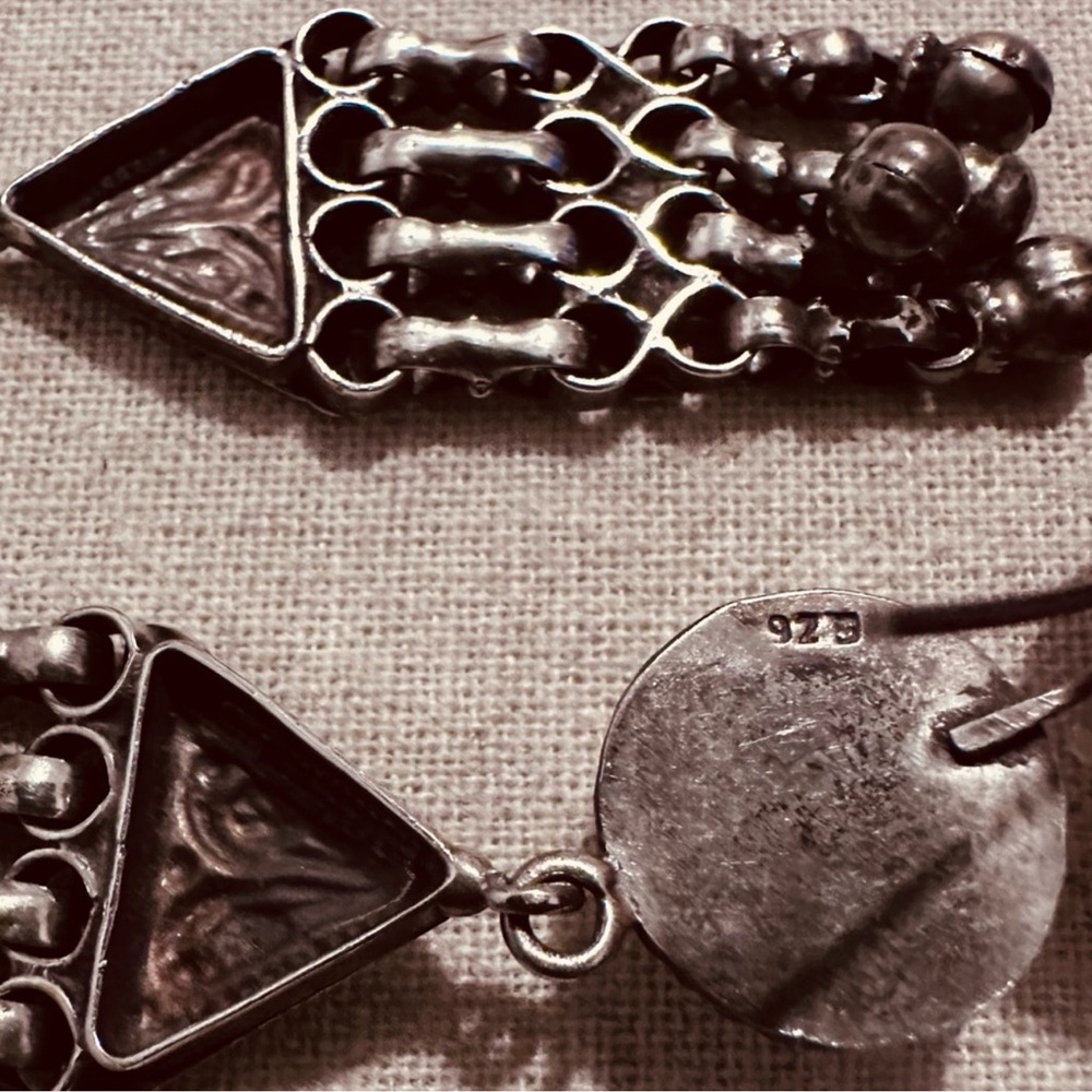 Vintage | Earrings | Vintage Afghan Silver Earrings with Amethyst - Picture 6 of 7